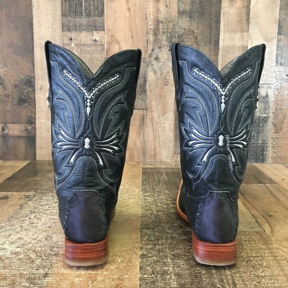 Los Altos Pointed Toe Western Black Cowboy Boots Mens 8.5 EE - Picture 8 of 12